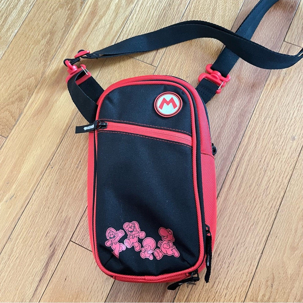 Nintendo Power A Crossbody Bag, Mario and Friends, Black/Red